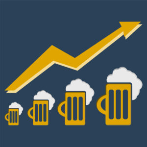 Pictograph of graph, mug of beer