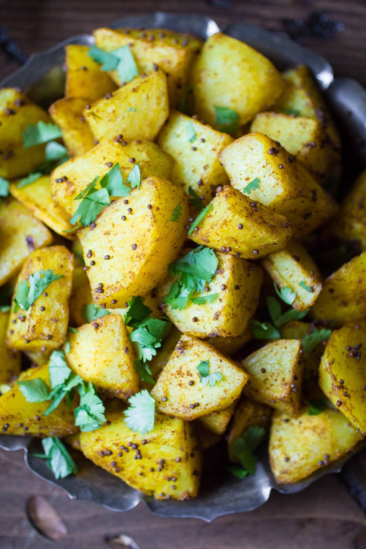 Indian Potatoes on a silver platter