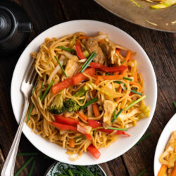This Chicken Yakisoba Recipe is a delicious Japanese noodle stir-fry dish that is packed with all of your favorite Asian flavors!