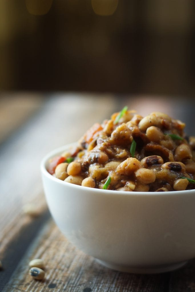 Looking for black eyed peas recipes? You have found a great one! Just a few minutes of prep, then everything gets tossed in the slow cooker! Black eyed peas are the perfect comfort food (especially for New Year's Day!).