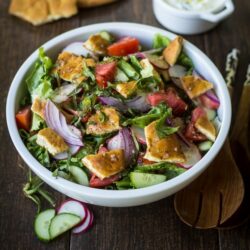 Lebanese Fattoush Salad recipe: So simple, yet packed with flavor! I love this with roast chicken, kebabs, or just as a healthy lunch.