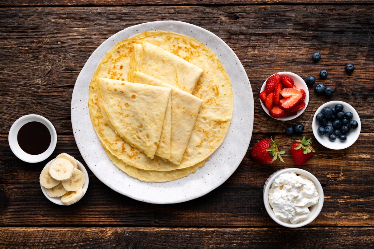 Crepes on a white plate