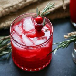 Fresh cranberry vodka served in a glass.