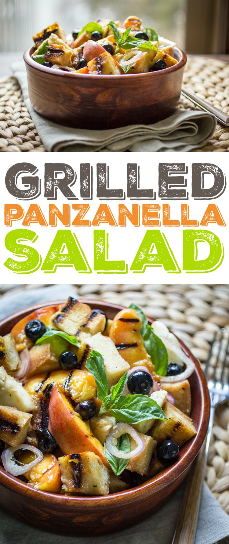Grilled Panzanella is the perfect summer salad - blueberries, basil, and ripe peaches make this a delectable treat!