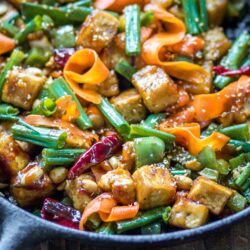 This spicy Hoisin Tofu Stir Fry is loaded with veggies and covered in a sticky sauce.