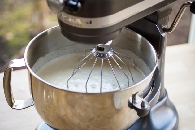 Making homemade eggnog in a stand mixer