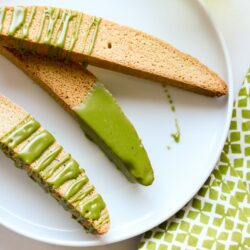 Treat yourself (or a friend!) with these easy matcha-glazed biscotti!