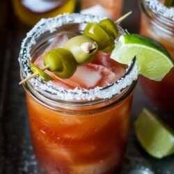 Bright citrus juice, flavorful beer and blanco tequila add refreshing flavor to this twist on a classic Bloody Mary. Michelada Bloody Marias are just the thing for lazy brunches, backyard parties, and friendly fiestas!