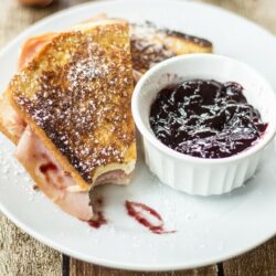 The Monte Cristo Sandwich: basically a delicious ham-and-cheese French toast sandwich served with a side of red raspberry jam. Delicious!