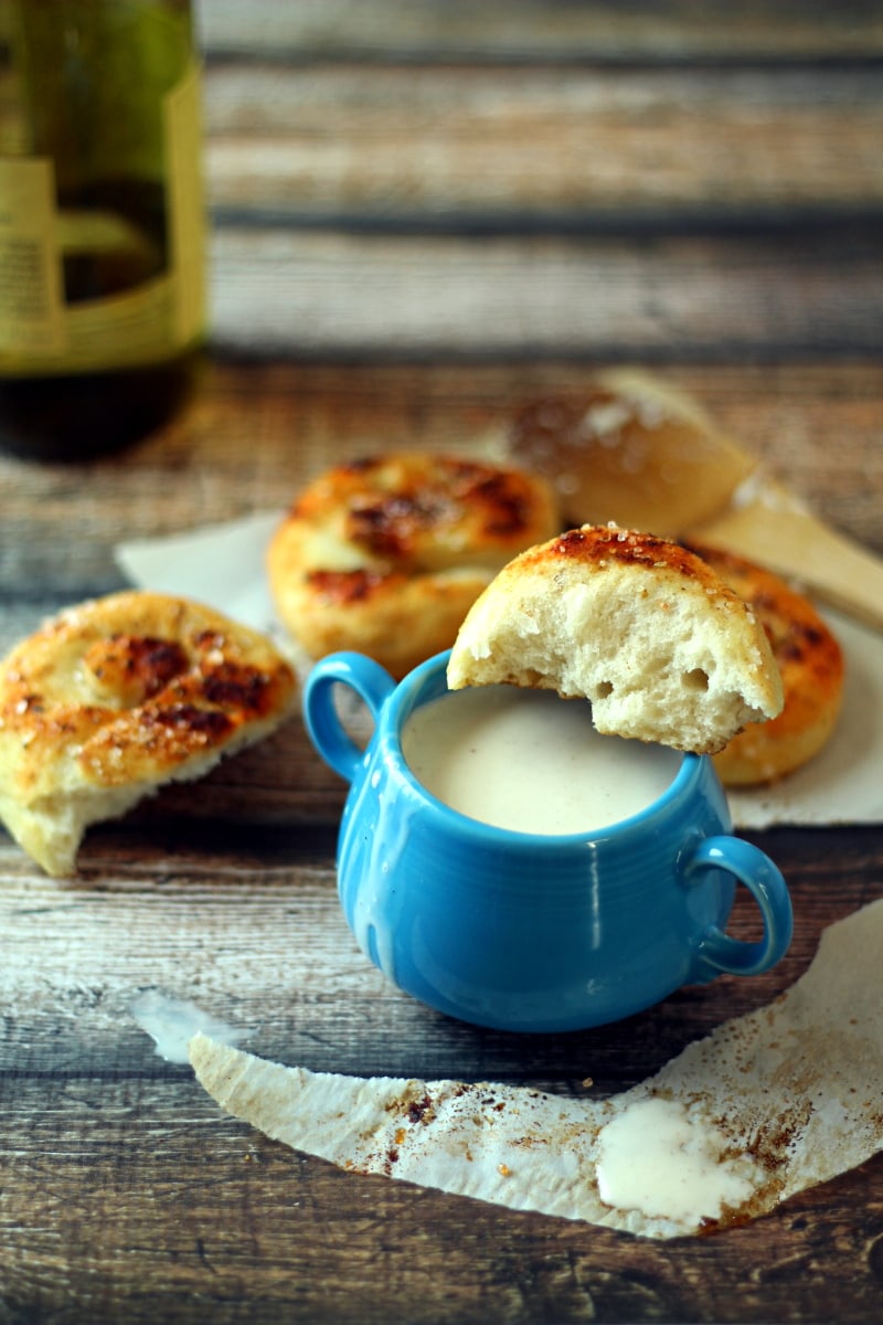 Quick Slow Cooker Cheese Fondue Recipe from The Wanderlust Kitchen