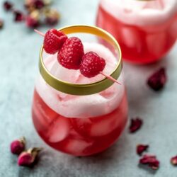 Raspberries, rosewater, sugar, and gin are all you need to make these stunning cocktails. Bring on the nice weather!