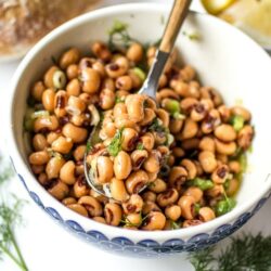Bright lemon juice, quality olive oil, and fresh dill transform a can of black eyed peas into an inspiring salad!