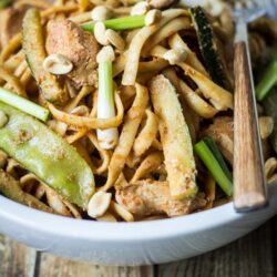 Spicy Szechuan Peanut Noodles with Chicken: Linguine noodles add toothy bite to this spicy Szechuan-inspired dish. These noodles are wonderful piping hot, but are also tasty treat served as a chilled pasta salad.