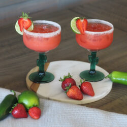 This Strawberry Jalapeño Margarita combines the sweetness of fresh strawberries and the spice from a fresh jalapeño to make a sweet and spicy cocktail!