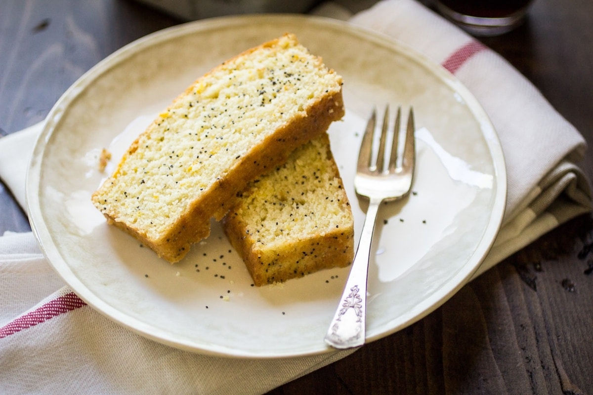 Yellow Squash Bread  slices on a white plate