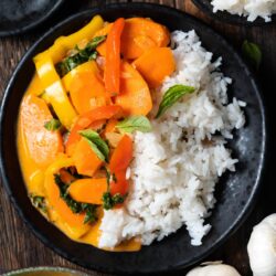 This Thai Red Curry recipe is packed with delicious vegetables and flavors and has the kick from the red curry paste to make the perfect dish!
