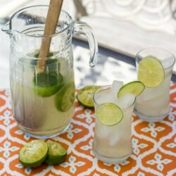 Lime leaf and lemongrass infused simple syrup provides a fresh twist and a bright flavor to this Thai style Limeade!