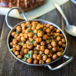 Citrus-scented Sumac and warm Middle Eastern spices add bold flavor to these roasted chickpeas!