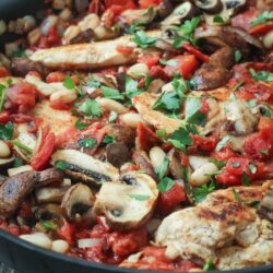 Tuscan Chicken in a skillet.