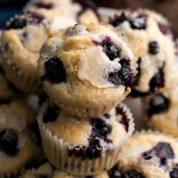 Fluffy, sweet, and packed with fresh blueberries. You will not be able to get enough of these Vegan Blueberry Muffins!